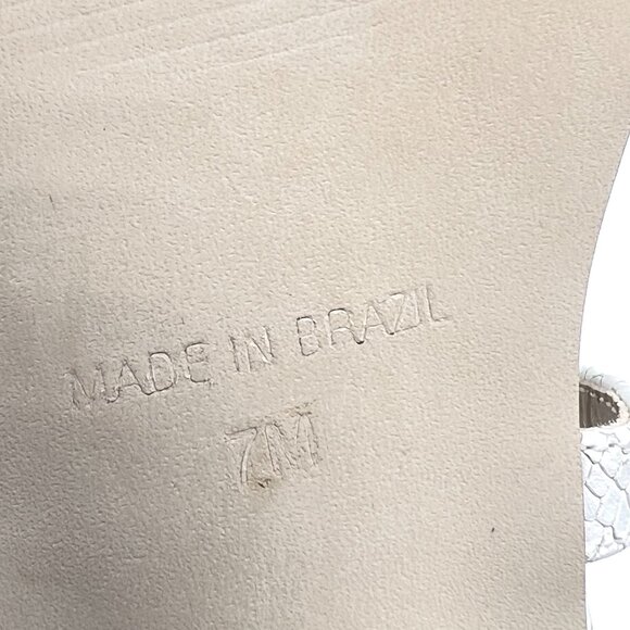 Walking‎ Cradles Size 7 Snakeskin Embossed White Leather Heels Sandals Shoes - Picture 12 of 14